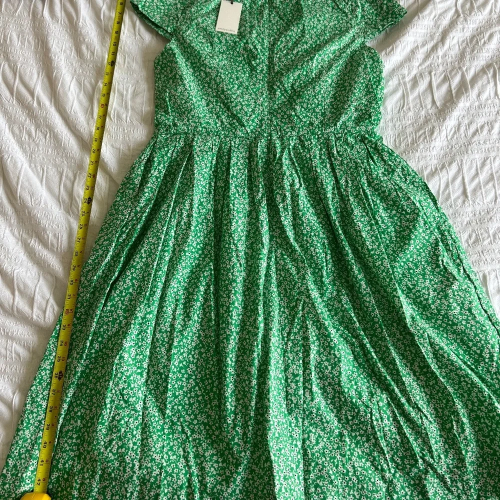 Green Floral Dress Cotton with Pockets Retro UK Brand New with Tags Never Worn - Picture 4 of 7